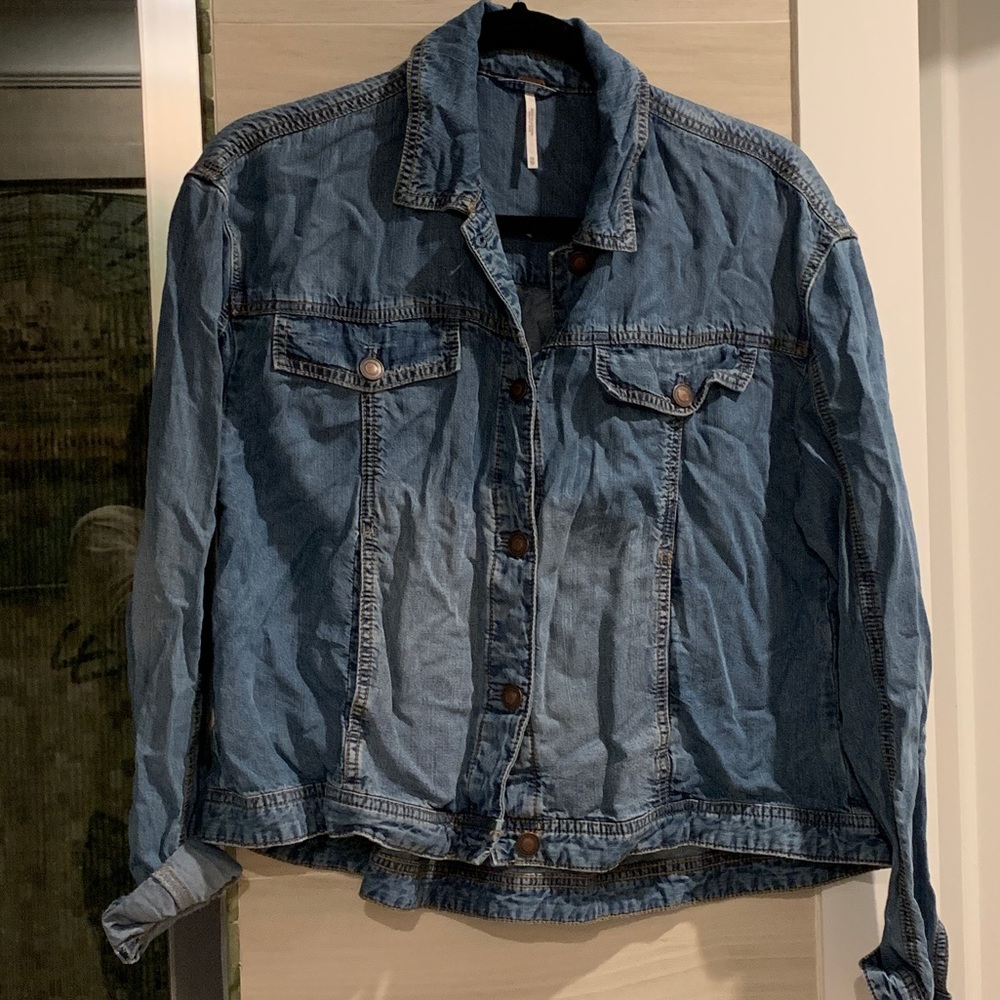 Free people lightweight denim/tencel jacket.